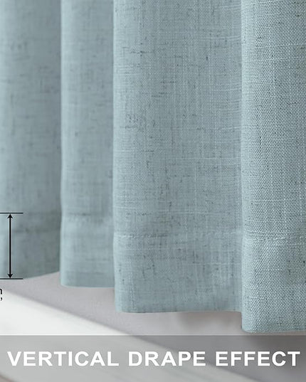 Grey Green Curtains 72 Inch Length for Living Room Pair Set 2 Panels Back Tab Pocket Drapes Light Filtering Semi Sheer Gray Teal Curtains for Door Summer Pool Spa Room Cottage Rustic Decor 52x72 Long