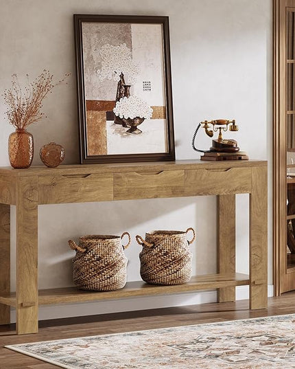 Tribesigns Console Table with 3 Drawers, 67-Inch Long Sofa Table Behind The Couch with Storage Shelf, Narrow Farmhouse Entryway Furniture for Living Room, Hallway, Foyer, Brown