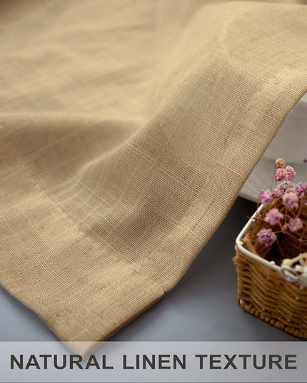 Tan Beige Curtains 96 Inches Long for Living Room 2 Panels Pocket Back Tab Semi Sheer Linen Rustic Neutral Earth Light Brown Room Decor Khaki Taupe Camel Burlap Curtains for Bedroom Cottagecore Fall