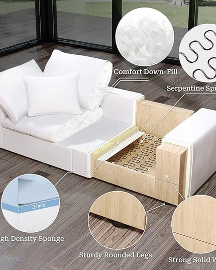 Cloud Modular Sectional Sofa,143" Down Filled Sofa 4 Seat with Chaise,Minimalist Sofa Cover Washable and Replaceable Couches for Living Room,Sectional Sofa Deep Seat