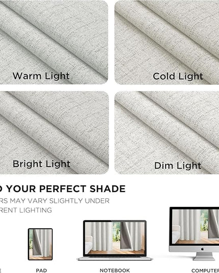 Joydeco Blackout Curtains for Bedroom - 100% Light Blocking 2 Panels Set White Drapes 37" W x 90" L, Thermal Insulated Room Darkening Curtains, Linen Textured for Living Room, Rod Pocket & Back Tabs