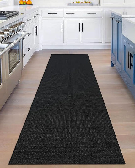 KOZYFLY Runners for Hallways 3x8 ft Washable Kitchen Runner Non Slip Rubber Backed Hall Runners Cotton Entryway Runner Rugs Floor Carpet for Indoor Backdoor Bedroom Kitchen, Black/Dark Grey