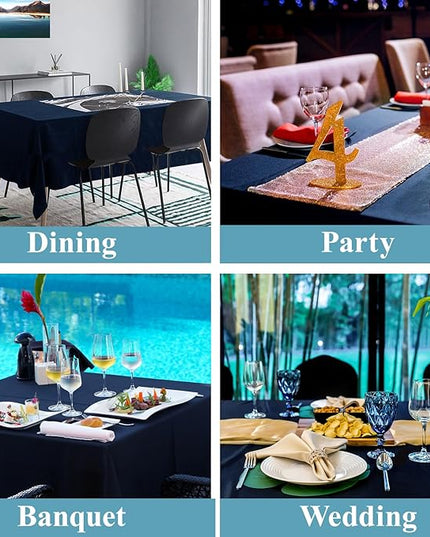 VidaFete Tablecloth 6 Pack 90 * 132inch Rectangle Table Cloth Polyester, Stain Wrinkle Resistant, Rectangular Polyester Table Cover for Kitchen Dinning Party Wedding Buffet Decoration(Navy Blue)