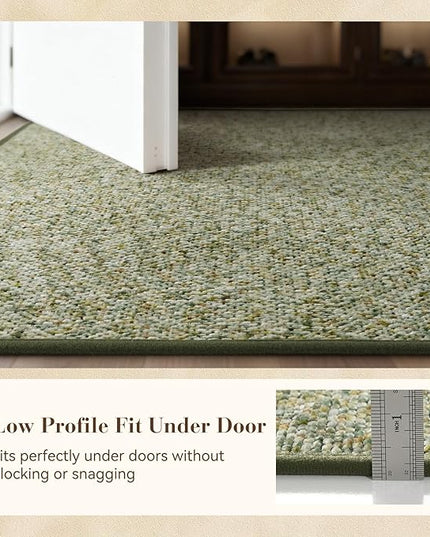 MontVoo Door Mat Indoor Entrance Doormat, Absorbent Durable Rubber Non Slip Front Door Mat for Inside Entry Entryway Dirt Trapper Welcome Mat, Green 17''x30''