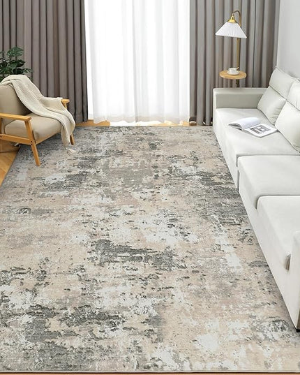Modern Abstract Area Rug 10x13 Non Slip Non Shedding Rug Low Pile Stain Resistant for Bedroom Living Room,Grey Yellow