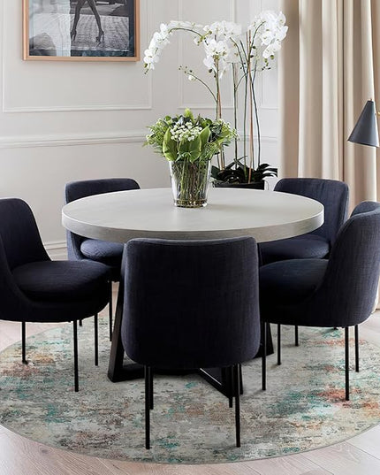 Modern Abstract 6x6 Round Area Rug Non Slip Non Shedding Rug Low Pile Stain Resistant for Bedroom Living Room Office Dining Room,Colorful