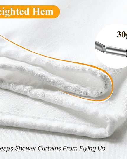 Naturoom Stall Shower Curtain, 36 Inches Linen Cloth Textured Fabric Shower Curtain Set with Hooks, Narrow Hotel Luxury Elegant Ultra Thick Bath Curtains for Bathroom, W36 xH72, White