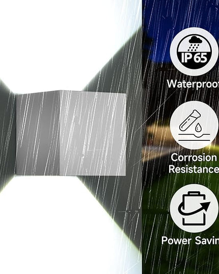 4-Pack LED Outdoor Wall Sconces Exterior/Interior,Modern square Wall Sconce Fixture Set, Variable Beam Outdoor Porch I65 Waterproof Lights, 12W Warm Light 3000K Up and Down Wall Lights(White)