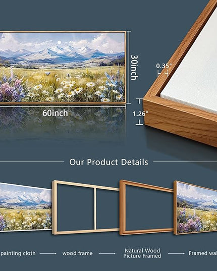 QIYILEXWART Large Wall Art For Bedroom Wall Decor For Living Room Office Decoration Range Grassland Landscape Painting Watercolour Pictures Canvas Artworks Ready To Hang Home Decor Wood Framed