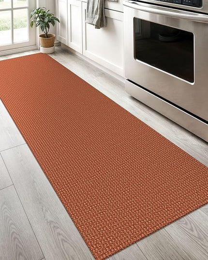 KOZYFLY Runners for Hallways 2x6 ft Washable Kitchen Runner Non Slip Rubber Backed Hall Runners Cotton Entryway Runner Rugs Floor Carpet for Indoor Backdoor Bedroom Kitchen, Orange/Tan