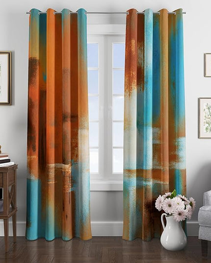 Asuexpect Rust Curtains 2 Panels Abstract Curtain Room Darkening Grommet Window Drapes Modern Decorative Window Treatments for Bedroom Living Room, 52x84 Inches