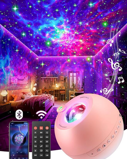 Galaxy Projector for Bedroom, 15 Colors Star Projector Galaxy Light Projector for Bedroom Night Light Projector,15 White Noises Bluetooth Star Lights for Ceiling Projector