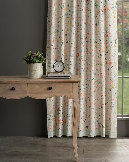 Maison d' Hermine Curtains for Living Room 100% Cotton 124 inch Length One Panel Light Filtering Curtains for Bedroom Windows with Rod and Loop Pockets Drapes (Colmar, 50" W x 124" L)