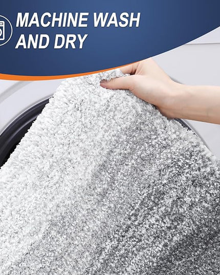 OLANLY Bathroom Rug Set 2 Piece, Soft Absorbent Microfiber Bath Mats and U-Shaped Contour Toilet Rug, Non-Slip, Machine Wash Dry, Plush Shaggy Bath Mats for Bathroom (30"x20"+24"x20", Light Grey)