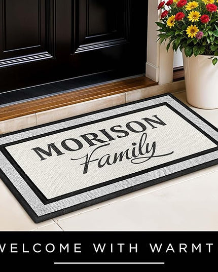 My Sign Center Door Mat, Personalized Doormat, Custom Family Mat for Front Door, Indoor/Outdoor, Housewarming Gift, Heavy Duty Slip Resistant Backing 18x30 Inches, Polyester Top Made in USA