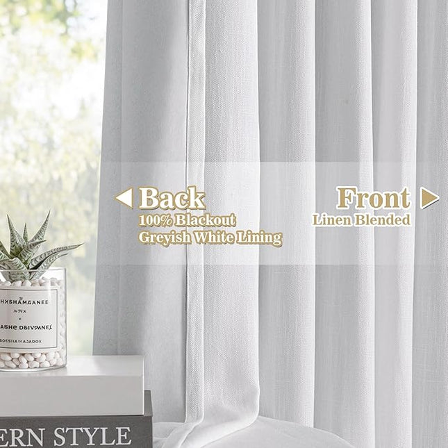 MYSKY HOME White Blackout Curtains 96 inches Long Pinch Pleated Curtains for Living Room Bedroom 100% Room Darkening Black Out Window Drapes with Hooks Back Tab, 40" Wide per Panel, 2 Pieces