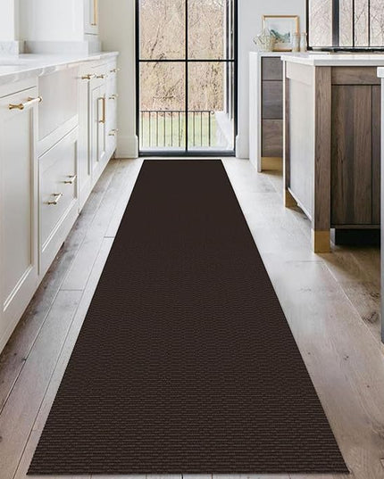 KOZYFLY Washable Runner Rug 2x10 ft Hallway Kitchen Runner Rugs with Rubber Backing Bobo Entryway Runner Indoor, Long Carpet Runners for Hall Kitchen Entryway, Dark Coffee/Brown