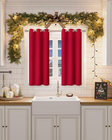 BGment Room Darkening Curtains 45 Inches Long - Grommet Thermal Insulated Drapes Window Treatment Curtains for Bedroom, 2 Panels, 38 x 45 Inch, Red