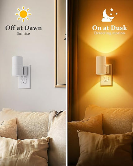 Amber Night Lights Plug into Wall, Dimmable Night Light Plug in, Modern Night Lights Auto On/Off, Amber Night Light 2000K, 0-100LM Adjustable Brightness Nightlight for Hallway Bedroom, 2 Pack