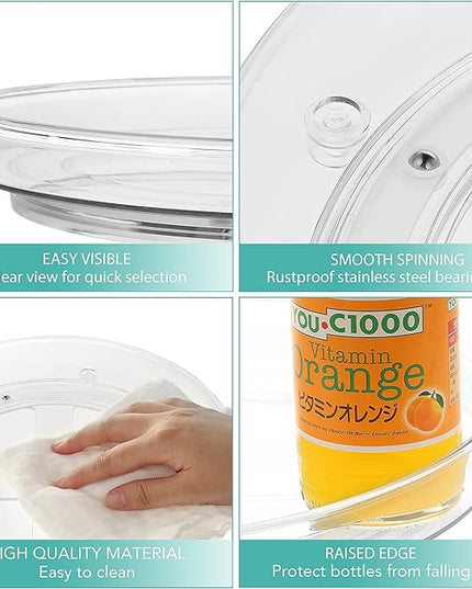 URALFA 3 Tier Bathroom Lazy Susan Organizer, 9 Inch Clear Rotating Makeup Organizer for Vanity, High-Capacity Acrylic Skincare Organizers 360 Rotating Tray for Countertop, Pantry, Kitchen, Cupboard
