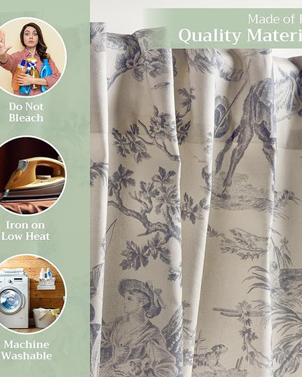 Maison d' Hermine Curtains for Living Room 100% Cotton 108 inch Length Two Panels Light Filtering Toile Curtains for Bedroom Windows with Rod and Loop Pockets (The Miller Paloma Gray, 50" W x 108" L)