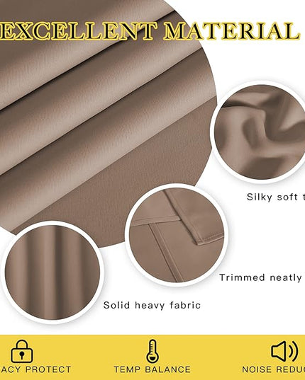 NICETOWN Blackout Bedroom Curtain 102 inches Length, Grommet Thermal Insulated Light Blocking Sound Proof Window Drape Extra Long Luxury for Living Room (Cappuccino, W66 x L102, 1 Panel)