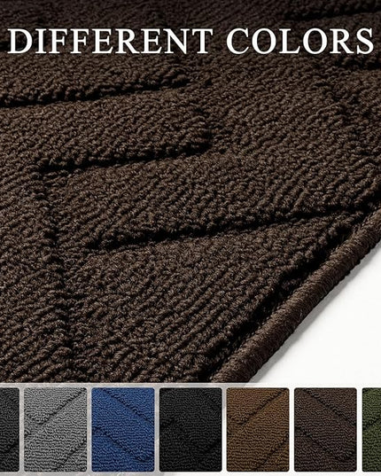 hicorfe Indoor Doormat,Front Back Door Mat Rubber Backing Non Slip Door Mats 24"x71" Absorbent Resist Dirt Entrance Doormat Inside Floor Mats for Entryway Washable Low-Profile(Coffee)