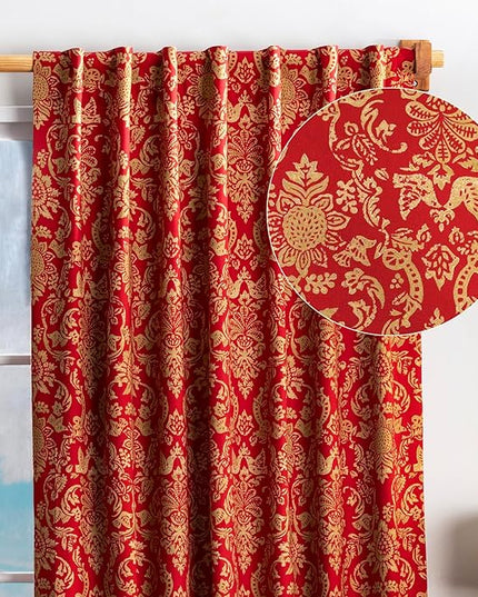 Maison d' Hermine Curtains for Living Room 100% Cotton 84 inch Length One Panel Light Filtering Curtains for Bedroom Windows with Rod and Loop Pockets Drapes (Sofia, 50" W x 84" L)
