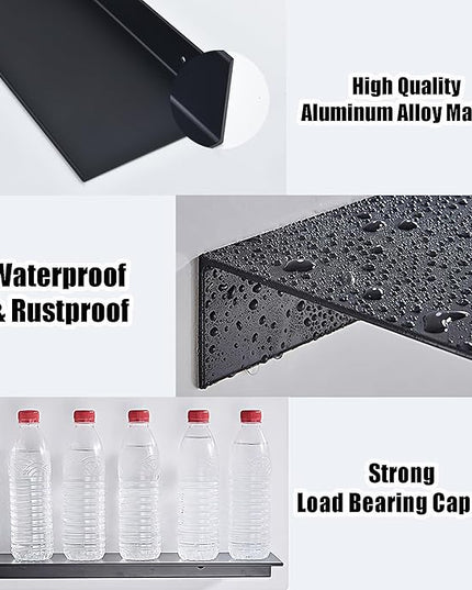 Adhesive Shower Caddy 2 Pack, Metal Shower Shelves for Inside Shower 30cm, Black Bathroom Shelves Wall Mounted, No Drilling Bathroom Organizer