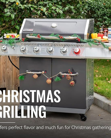 Royal Gourmet GA5404G 5-Burner Propane Gas Grill with Side Burner & Warming Rack, Outdoor BBQ Grill with 64,000 BTUs Output & 774 Sq. in. Cooking Area for Outdoor Barbecue, Grey