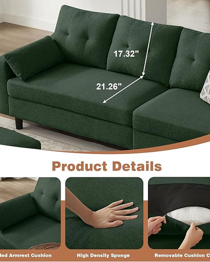 101" Sectional Sofa 4 Seat U Shaped Couch with Storage Ottoman for Living Room, Reception Room ect, Combination Sectional Couch with Movable Ottoman Sets, Green
