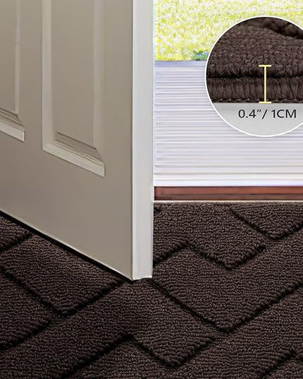 hicorfe Front Door Mat Outside Entrance,24"x35" Absorbent Muddy Dirt Resist Welcome Door Mats Outdoor Indoor,Stain and Fade Resistant,Non Slip Backing Entry Mat Doormat for Entryway (Coffee)