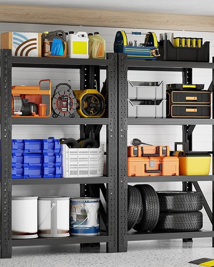 3000LBS Garage Shelving 42" W Garage Shelving Heavy Duty 4-Tier Metal Storage Shelves Adjustable Shelf Unit Storage Rack for Basement Supermarket Warehouse 42" W x 20" D x 78" H Black