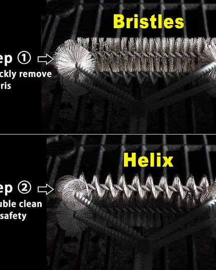 GRILLART Grill Brush [Wire + Helix] Combined BBQ Brush - Safe & Efficient Grill Cleaning Brush - 18" Grill Cleaner Brush Scrubber for Gas/Porcelain/Charbroil Grates – BBQ Accessories Gifts for Men/Dad