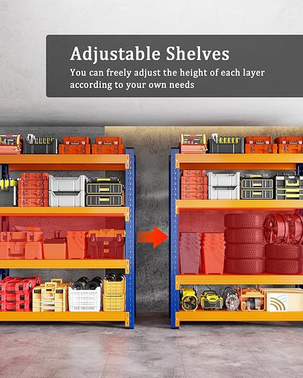4000LBS Garage Shelving 48" W Garage Shelving Heavy Duty 4-Tier Metal Storage Shelves Adjustable Shelf Unit Storage Rack for Basement Supermarket Warehouse 48" W x 20" D x 78" H Blue-Orange
