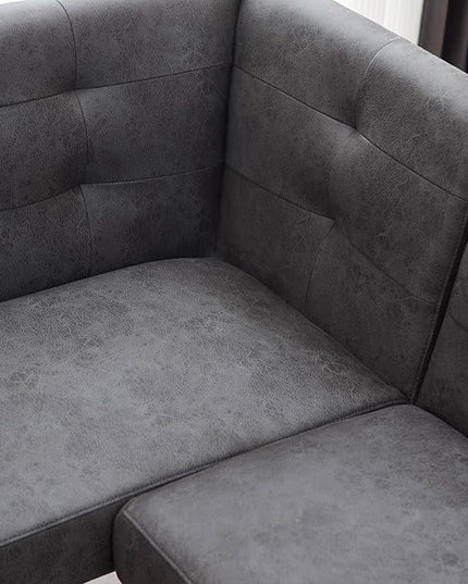 Modern L-Shaped Dining Bench, Vintage Fabric Upholstered Corner Sofa with Metal Legs for Kitchen Nook, Living Room, Dining Room (Left Seat)