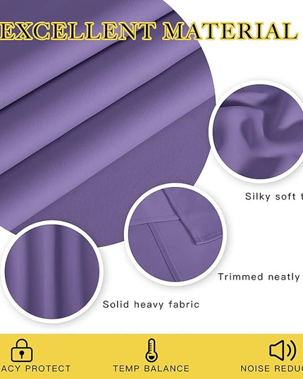 NICETOWN Blackout Short Curtain 63 inches Long for Windows, Thermal Insulated Curtain Grommet Room Darkening Window Treatment for Bedroom/Living Room, 1 Panel, W46 x L63, Lilac Purple