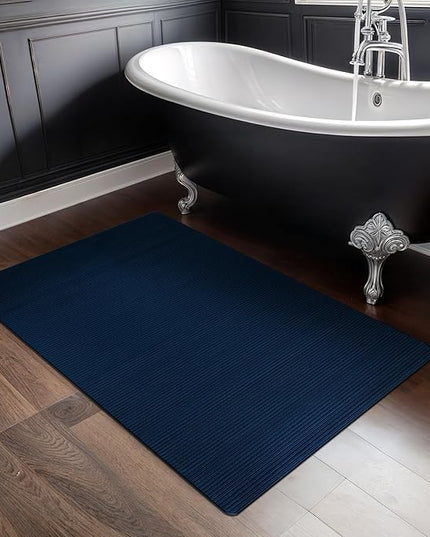 Beverly Rug Non-Slip Modern Entry Rug 2x3 Solid Traditional Rubber Backing Machine Washable Soft Thin Indoor Area Rugs for Living Room Stain Resistant Non Shedding Casual Carpet (2 x 3 Navy Blue)