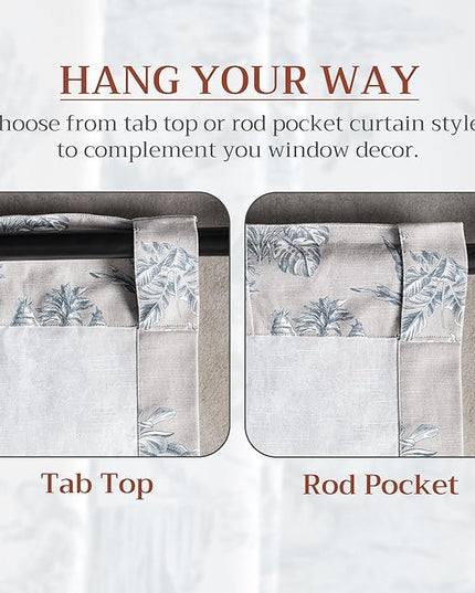 Maison d' Hermine Curtains for Living Room 100% Cotton 96 inch Length One Panel Light Filtering Toile Curtains for Bedroom Windows with Rod and Loop Pockets Drapes (Savana Jouy Blue, 50" W x 96" L)