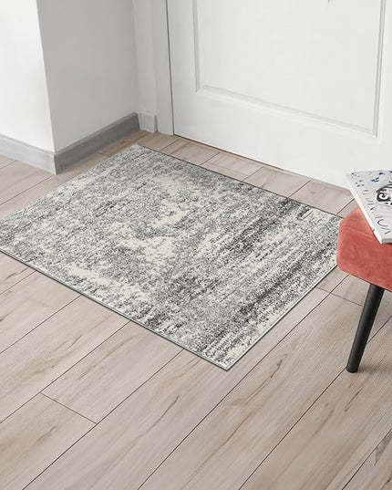 Keen Home Design Area Rugs - 2x3 Non-Shedding, Abstract Rugs for Kitchen, Living Room, Bedroom, Dining Room, Entryway - Size: 2' x 3', Abstract Cream/Grey