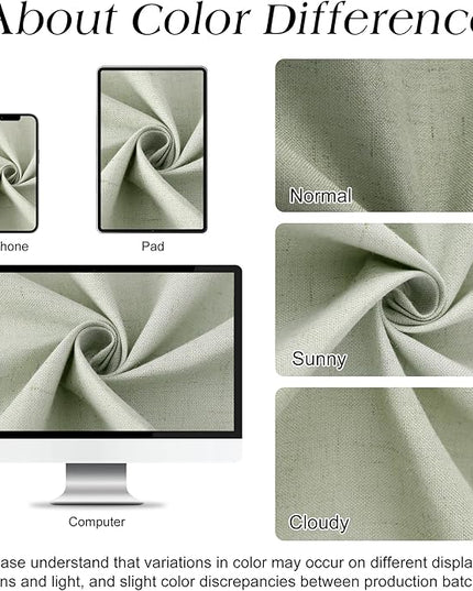 Naturoom Mist Sage Linen Shower Curtain, Country Boho Farmhouse Bath Decor Shower Curtains Neutral Cloth Weighted Textured Fabric Bath Curtain Liner with Hooks, 72x78