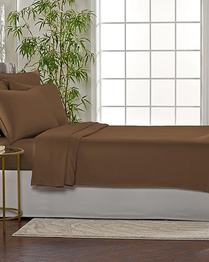 Pure Bamboo Twin Sheets, Genuine 100% Organic Viscose Derived from Bamboo Bed Sheet Set, Luxuriously Soft & Cooling, Double Stitching, 2 Year Quality Promise (Twin, Coconut Husk)