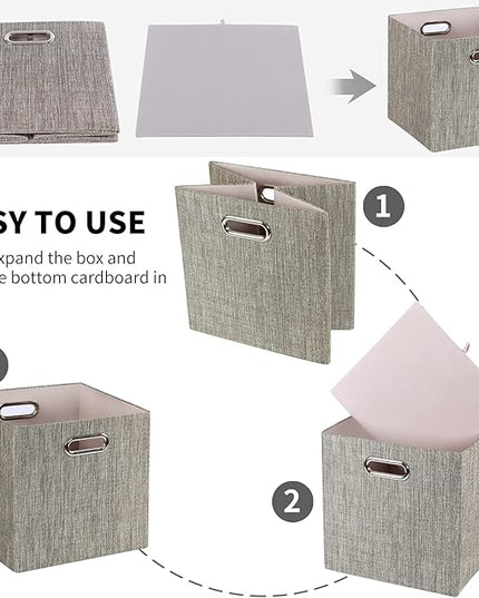 Posprica Storage Bins,11×11 Foldable Storage Cubes Boxes Container Closet Organizer Shelf Cabinet Bookcase,Thick Fabric Drawer Container - 4pcs,Coffee