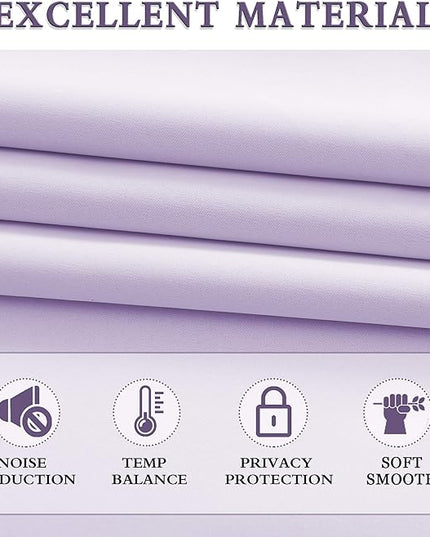 DONREN Room Darkening Window Curtain Panels for Bedroom - Rod Pocket Blackout Solid Curtains for Dining Room(Light Purple,52 W x 90 L 2 Panels)