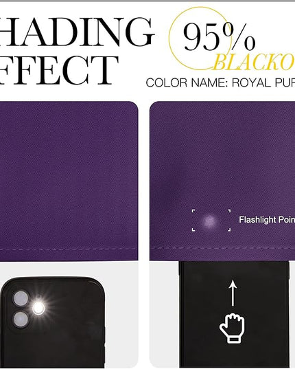 NICETOWN Bedroom Blackout Curtains Panels - Triple Weave Energy Saving Thermal Insulated Solid Grommet Blackout Draperies for Patio (80 inches by 108 Inch, Royal Purple, Set of 2)