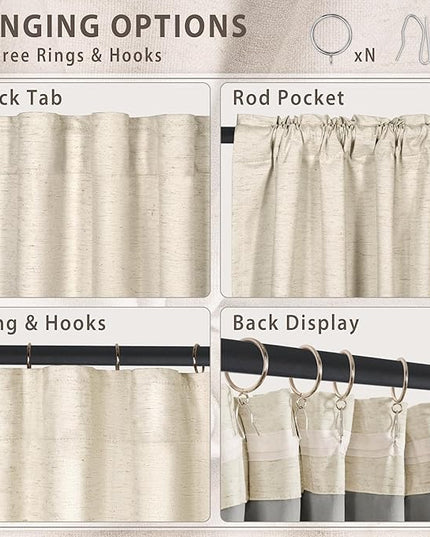 HESTIA 100% Blackout Natural Linen Curtains for Bedroom 72 Inches Long 2 Panels Set Noise Reducing Room Darkening Window Curtain for Living Room Back Tab Farmhouse Drapes (52 x 72 Inch)