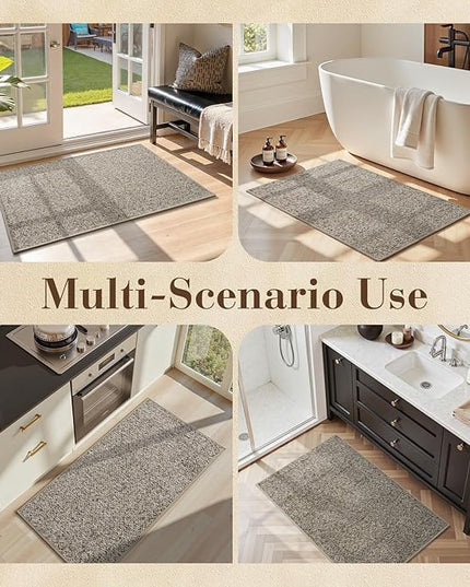 MontVoo Door Mat Indoor Entrance Doormat, Absorbent Durable Rubber Non Slip Front Door Mat for Inside Entry Entryway Dirt Trapper Welcome Mat, Grey Brown 32''x48''