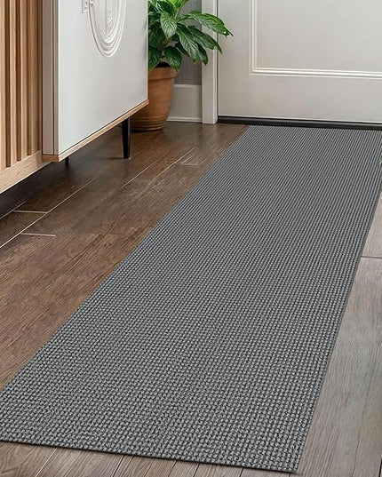 KOZYFLY Runners for Hallways 2x5 ft Washable Kitchen Runner Non Slip Rubber Backed Hall Runners Cotton Entryway Runner Rugs Floor Carpet for Indoor Backdoor Bedroom Kitchen, Grey/Dark Grey