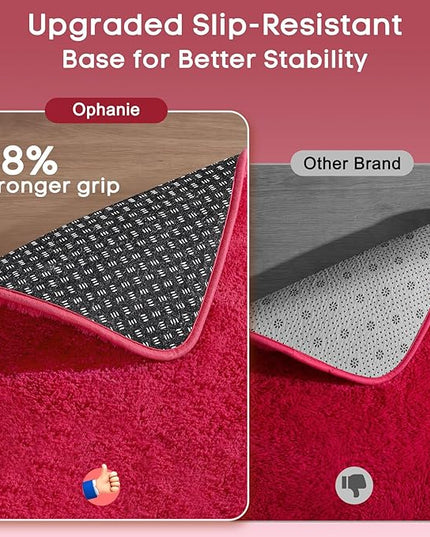 Ophanie Red Rugs for Bedroom Living Room, Fluffy Fuzzy Furry Carpet, Plush Soft Shaggy Bedside Indoor Floor 4x6 Area Rug for Kids Girls Boys Baby Teen Dorm Nursery Home Decor Aesthetic