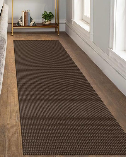 KOZYFLY Runners for Hallways 3x8 ft Washable Kitchen Runner Non Slip Rubber Backed Hall Runners Cotton Entryway Runner Rugs Floor Carpet for Indoor Backdoor Bedroom Kitchen, Reddish Brown/Coffee